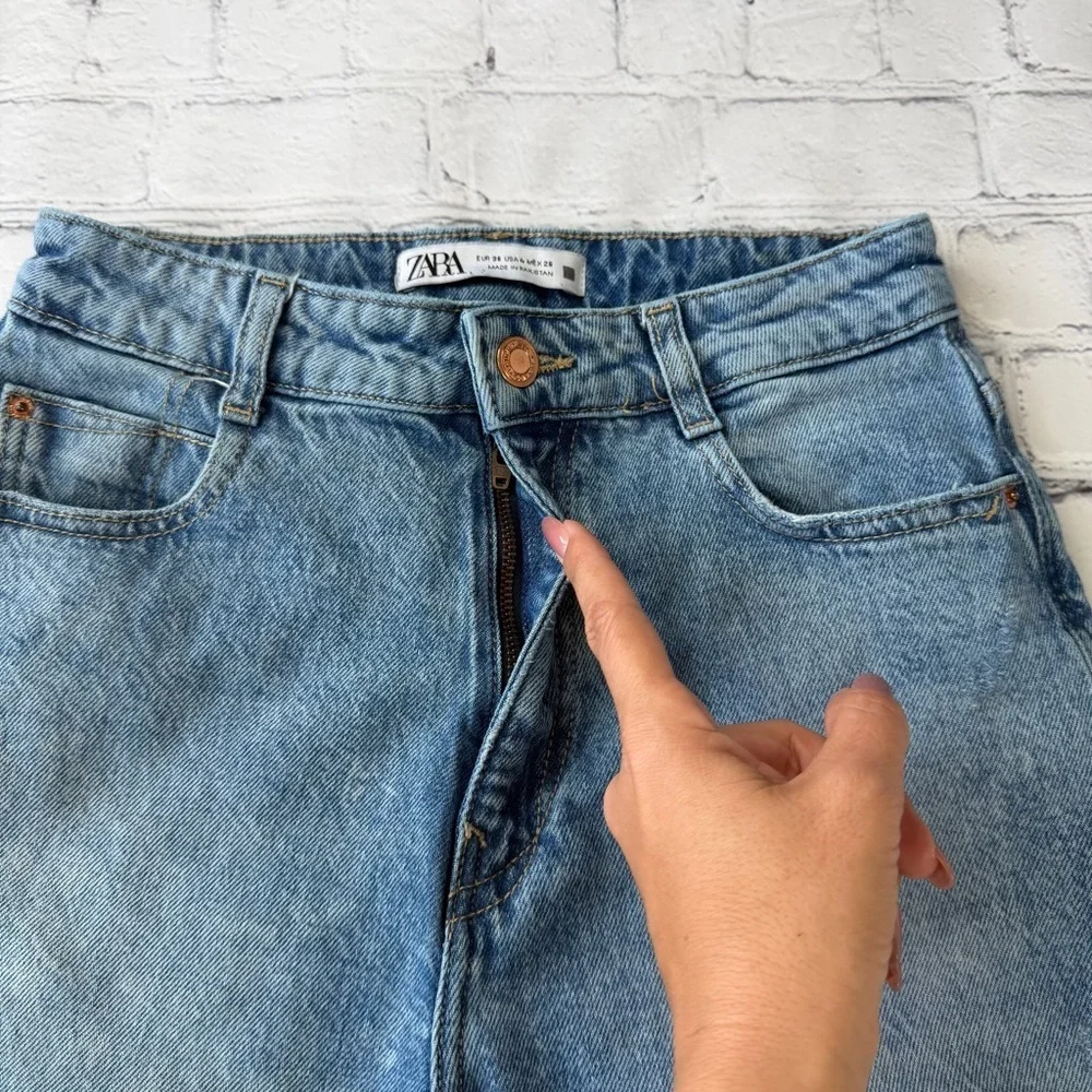 ✅ Zara Light Blue High Waist relaxed mom fit Jeans size 4 EUR 36